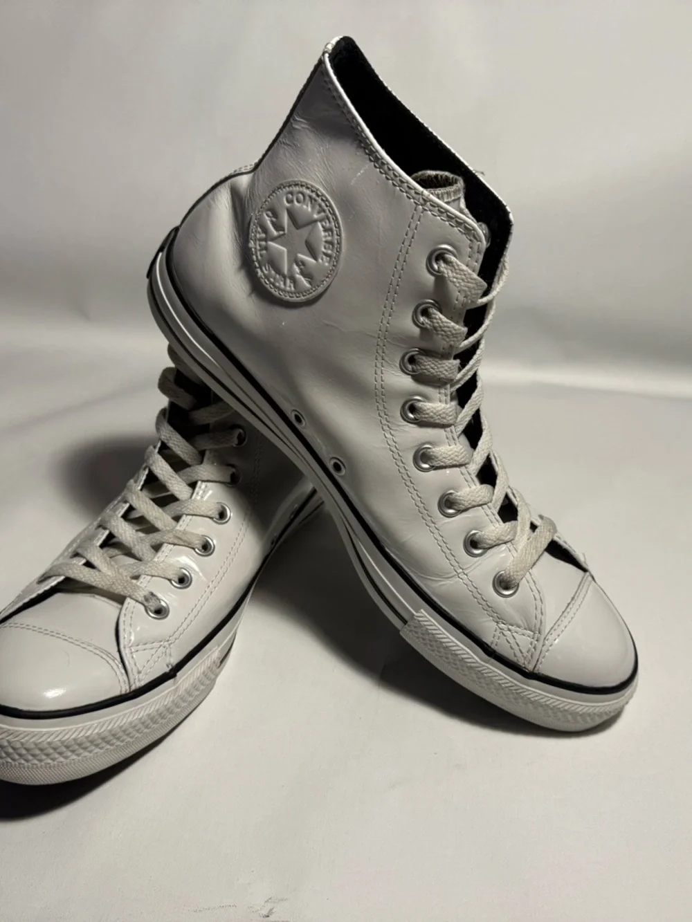 Converse Chuck Taylor Patent Leather White High Top Mens 9.5 Womens 11.5 - Picture 7 of 16